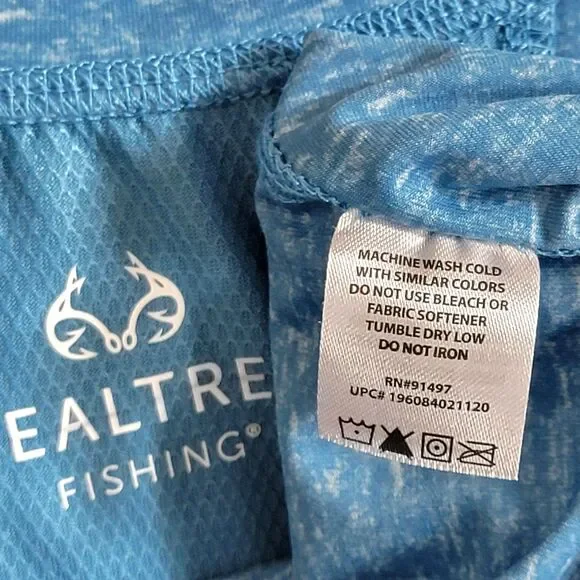 Realtree Fishing Shirt Mens XL Blue Wav3 Camo Waves Long Sleeve Performance - Picture 11 of 11